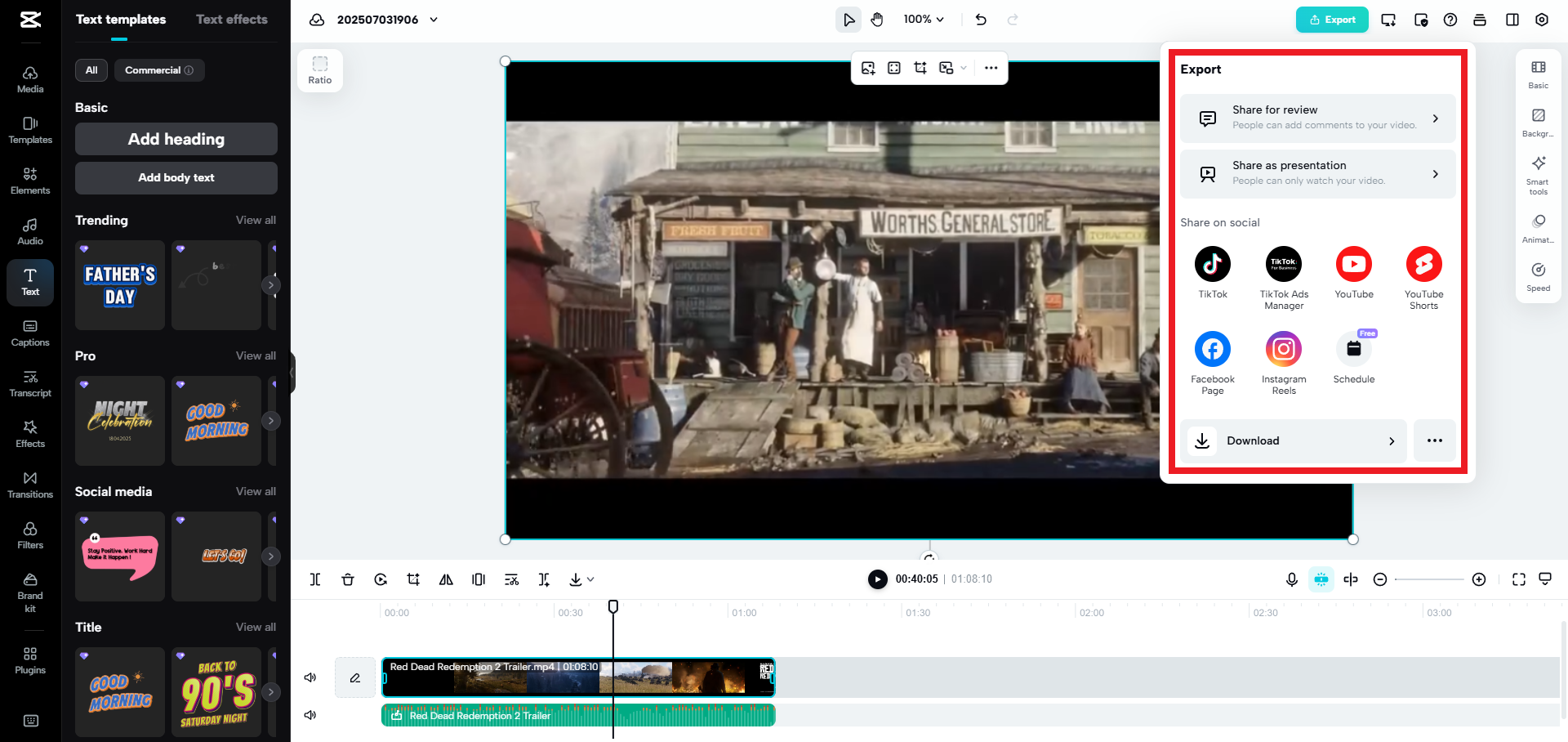 Export your video
