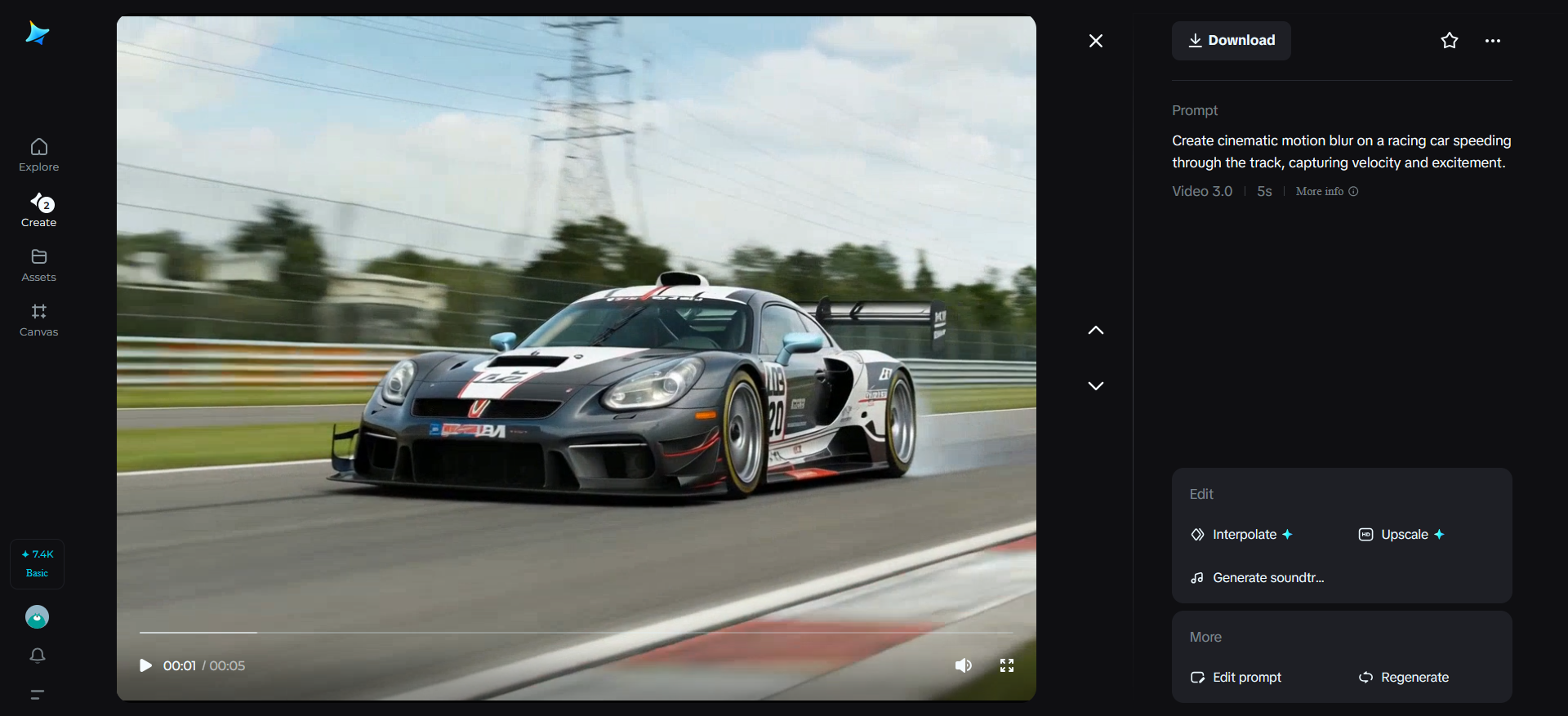 Car racing cinematics