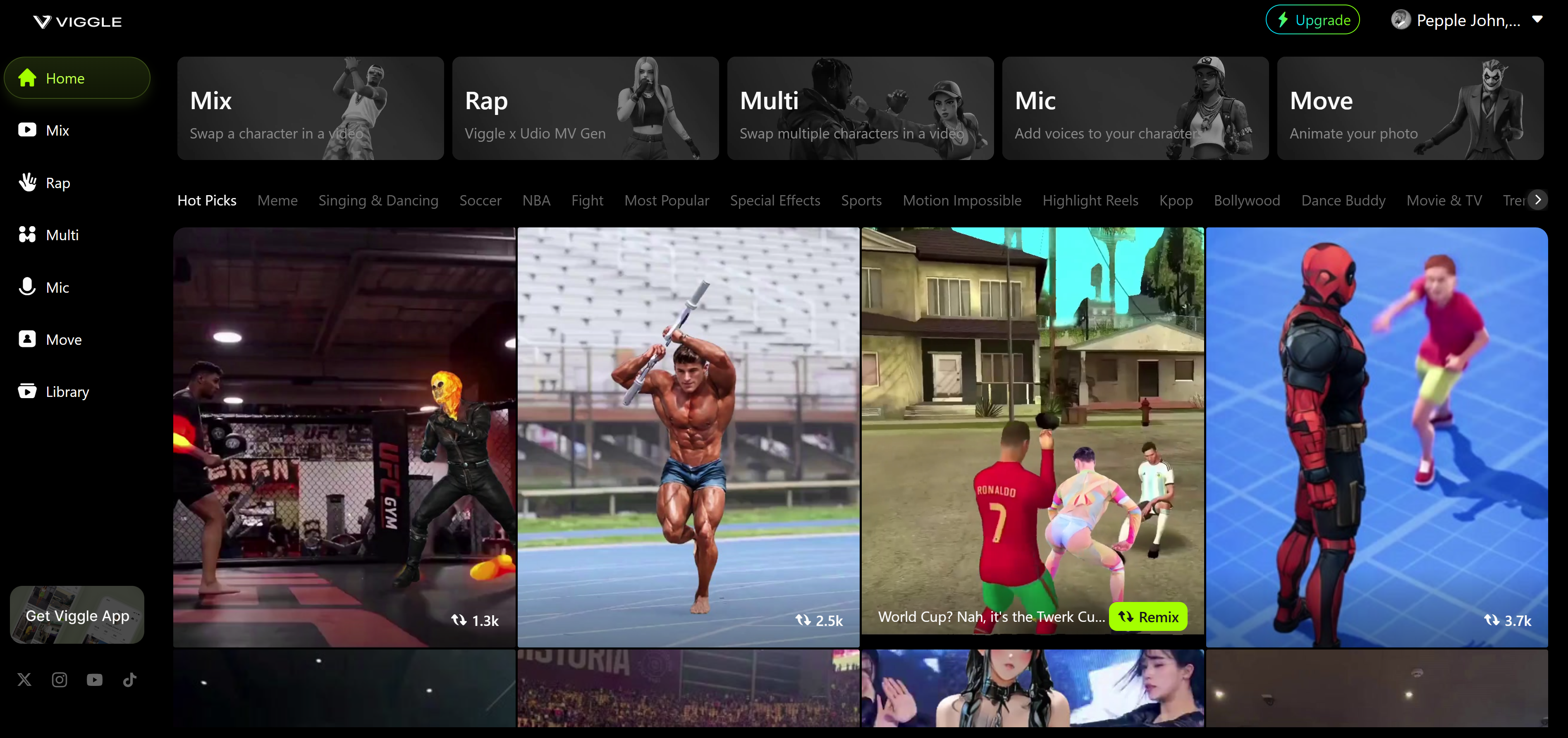 Viggle AI homepage