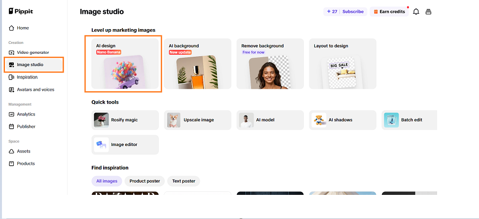 Choose AI design feature
