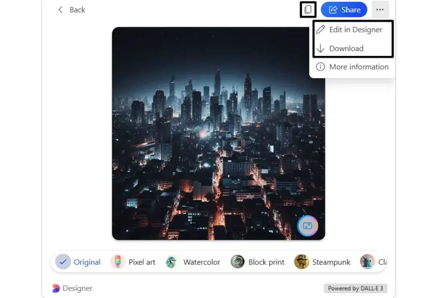 Bing AI 사진의 스타일 변경