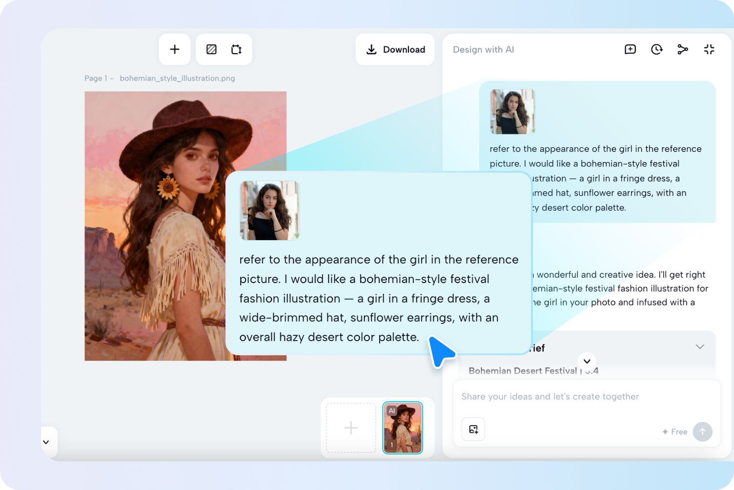 Generating an image with CapCut's AI design