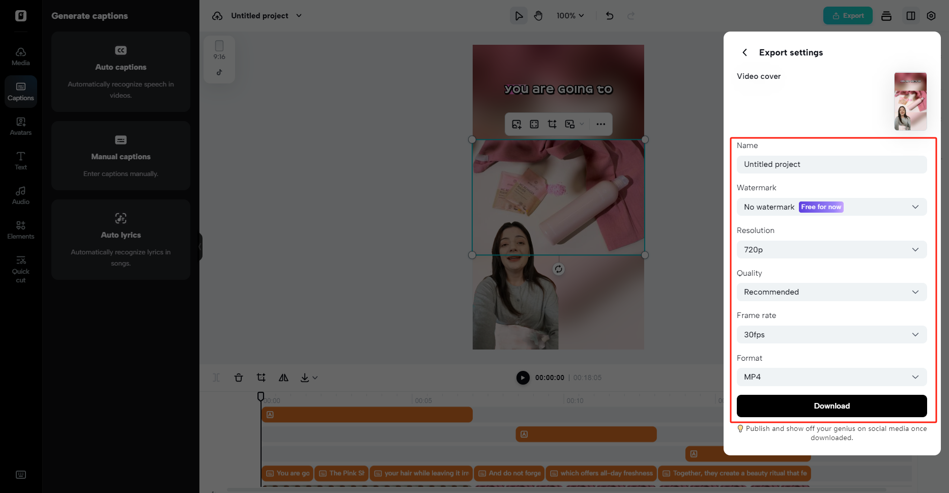 Export the video