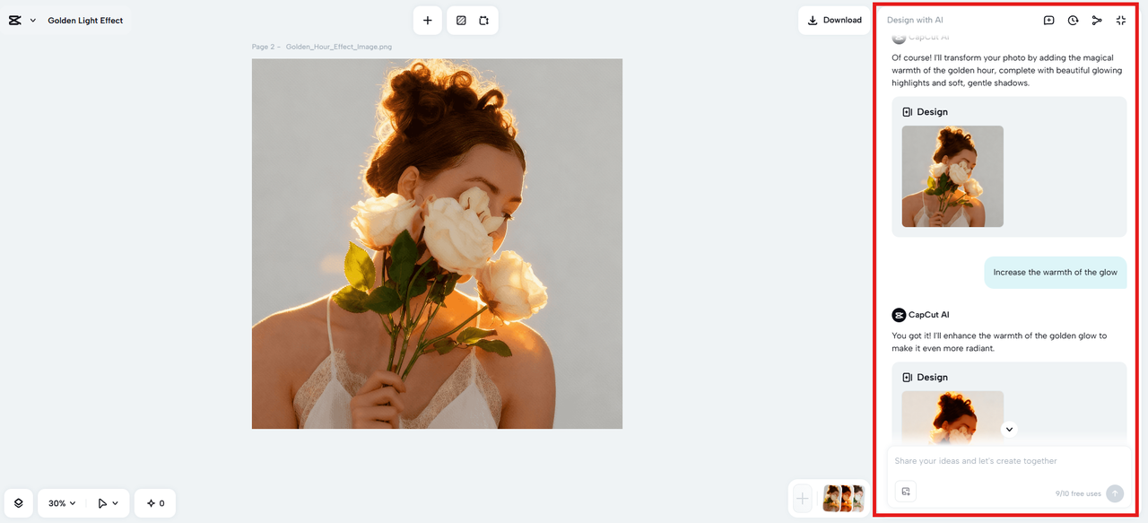 Review the result and refine with prompts