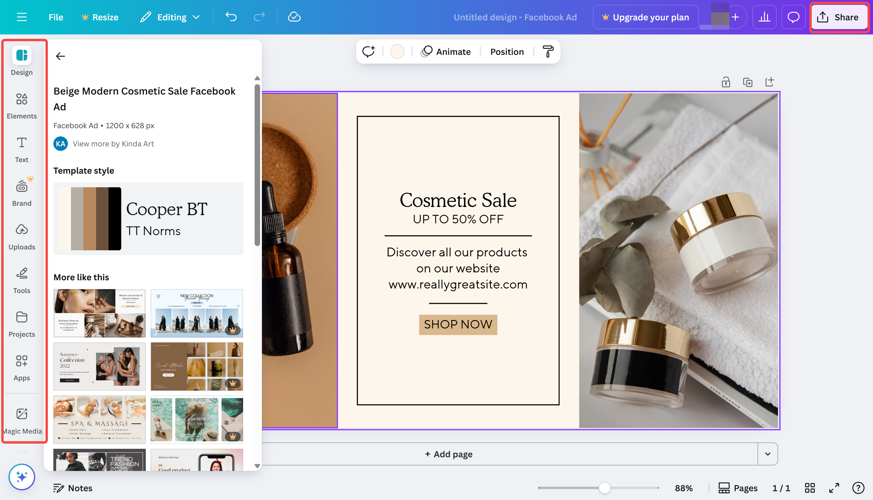 A Canva Facebook hirdetéskészítő használatának bemutatása