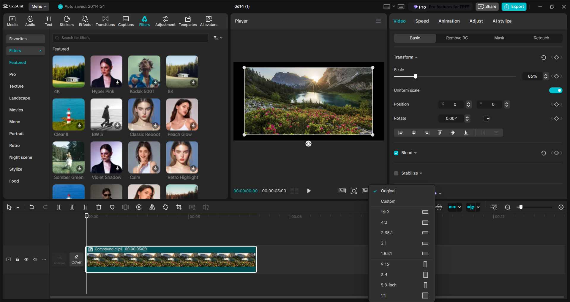 Interface de l' CapCut éditeur vidéo de bureau - un redimensionneur vidéo hors ligne