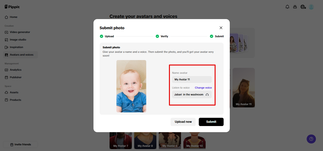 Animating picture in Pippit
