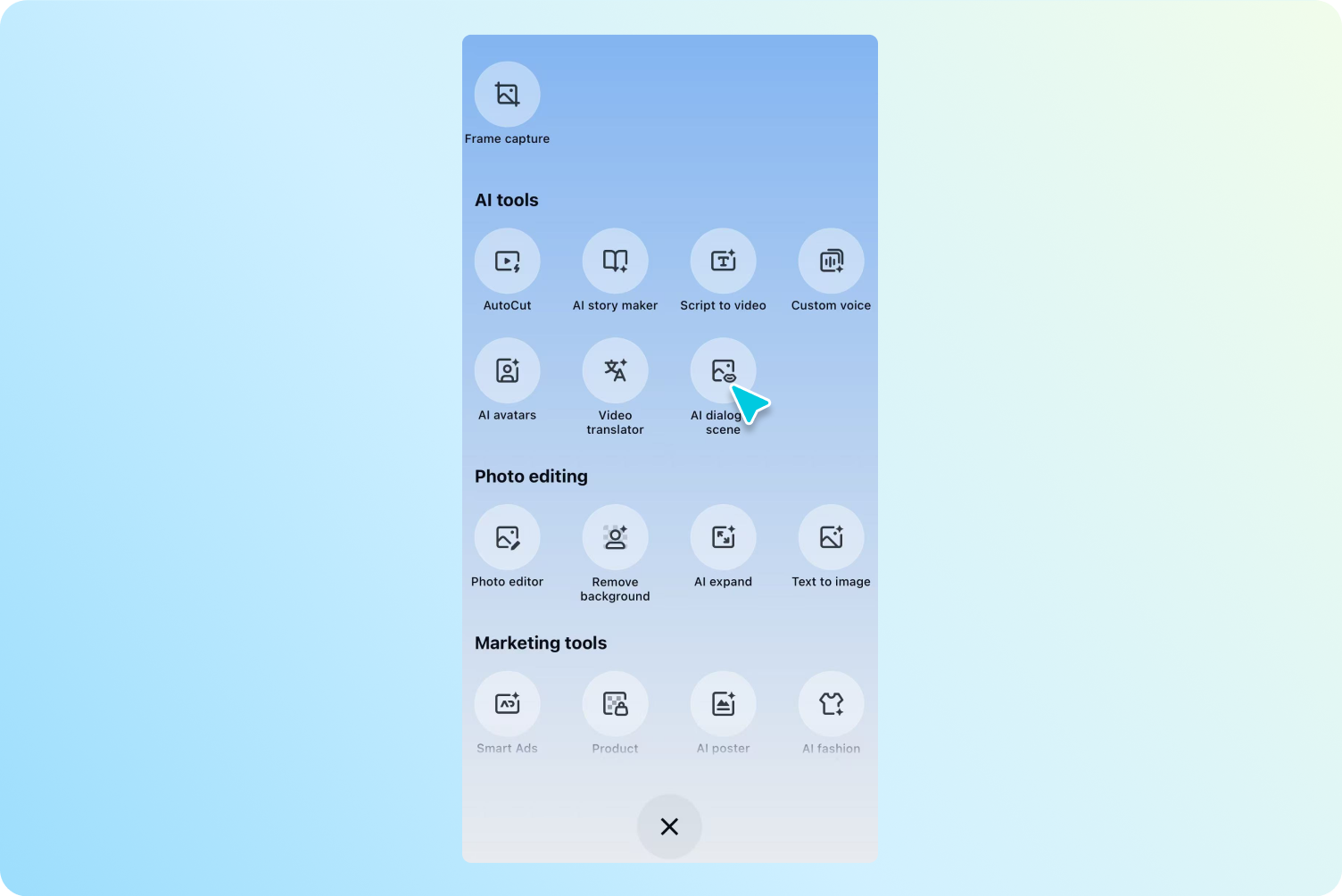 Open the CapCut App and tap on "All tools"