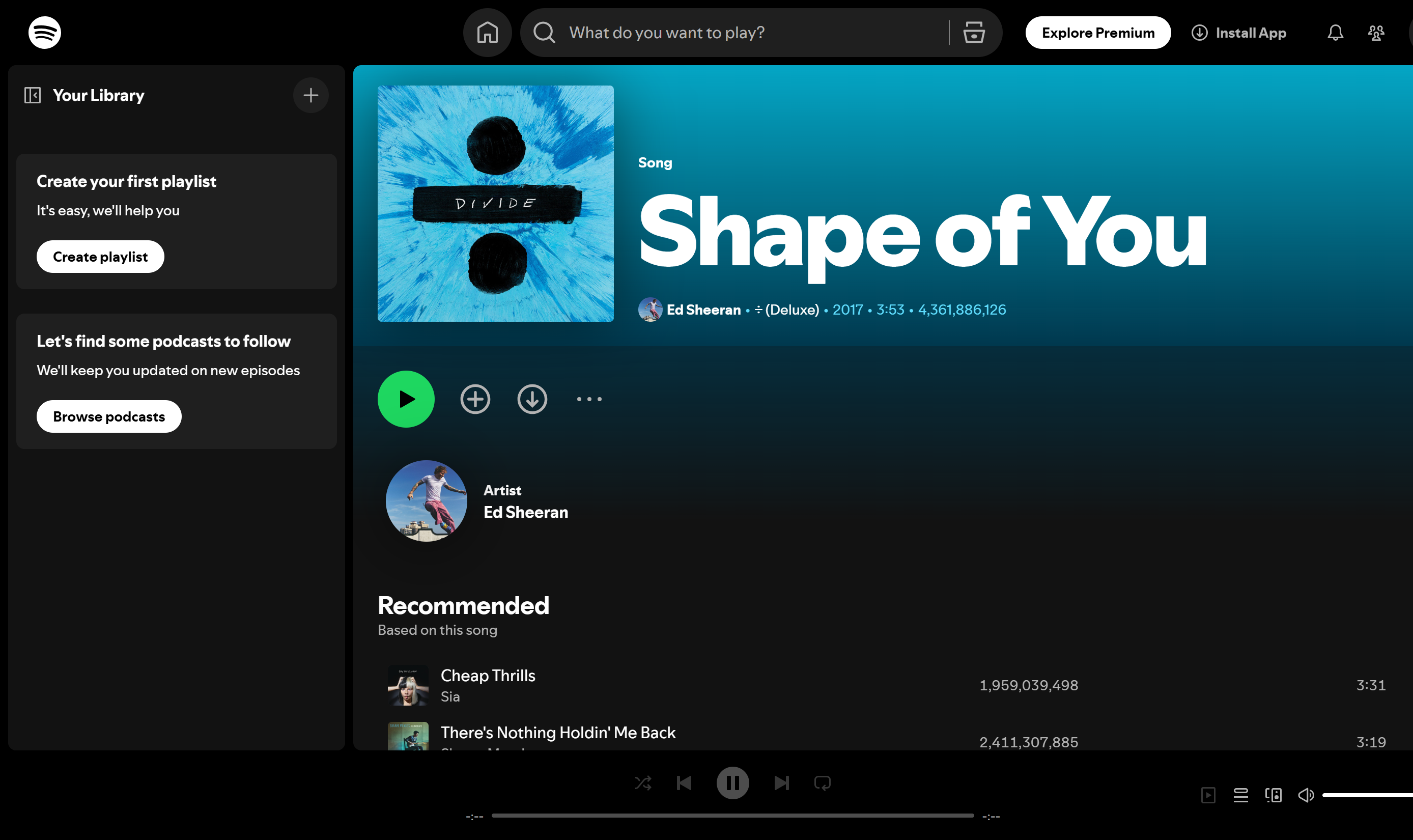 Top 100 songs streamed on Spotify: Shape of You