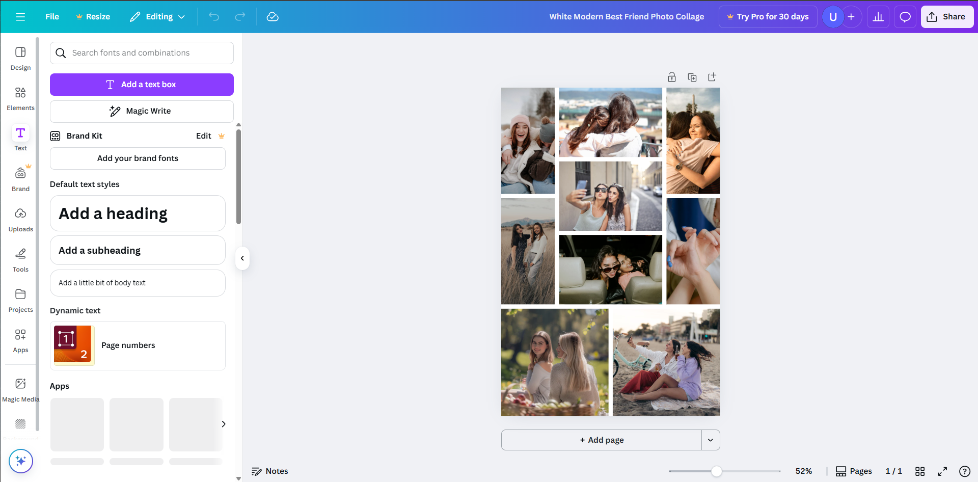 Personalizzare il collage fotografico su Canva
