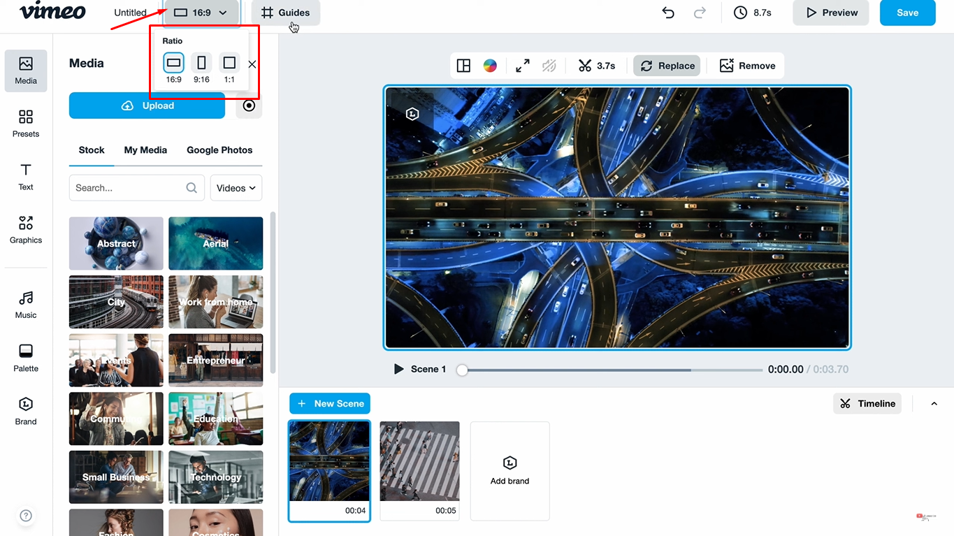 Modifying the video layout on the Vimeo screen recorder