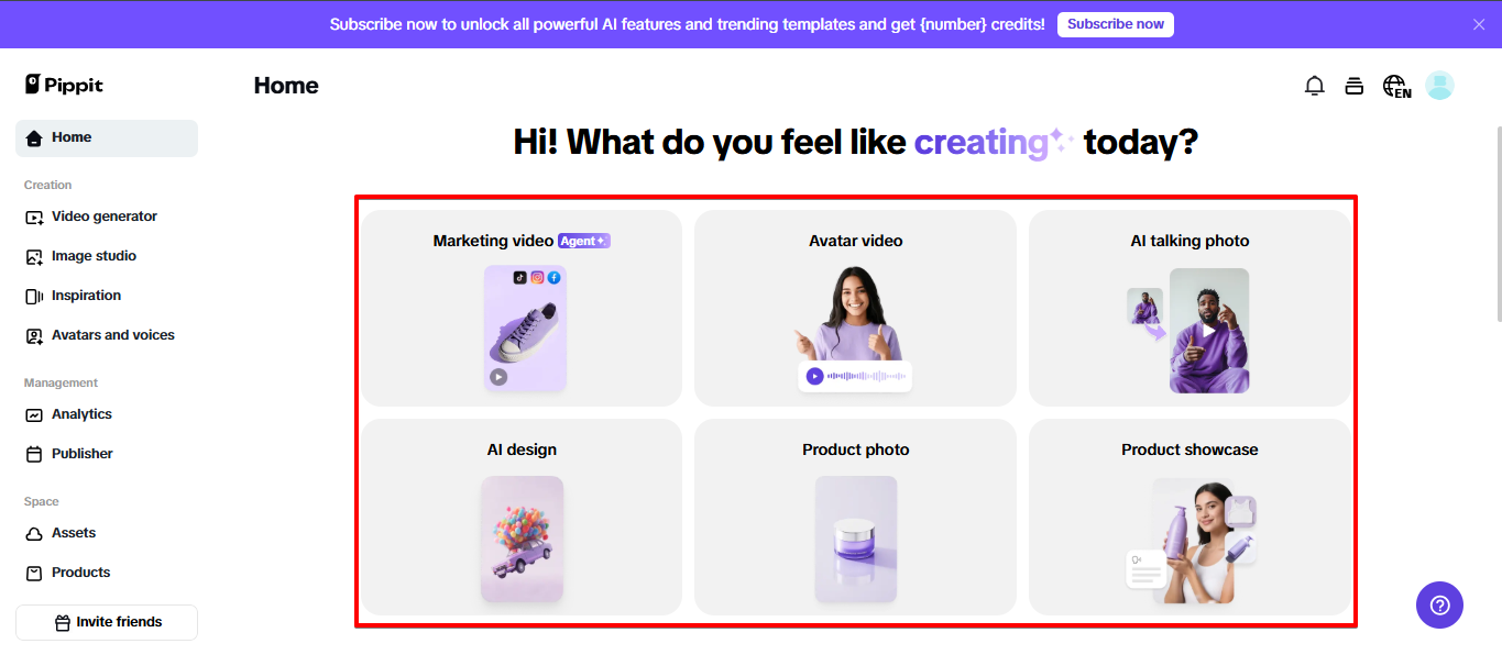 Pippit homepage