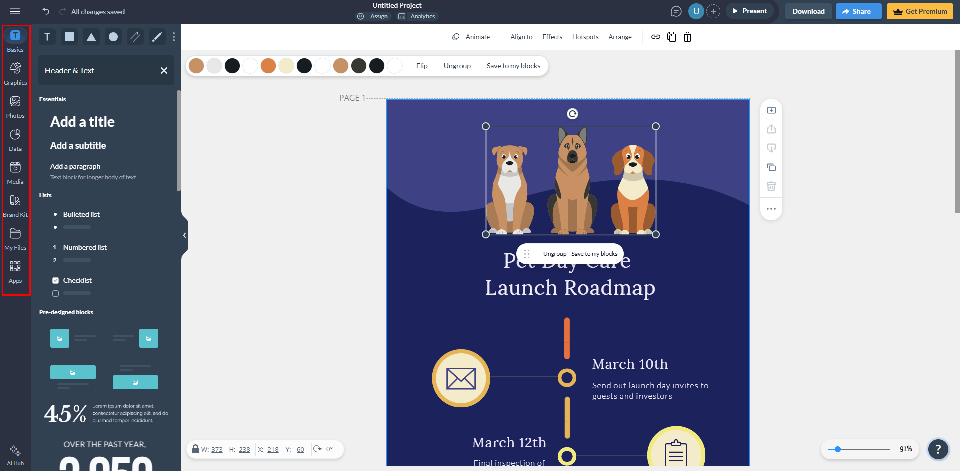 Personnalisation du design dans les modèles Visme