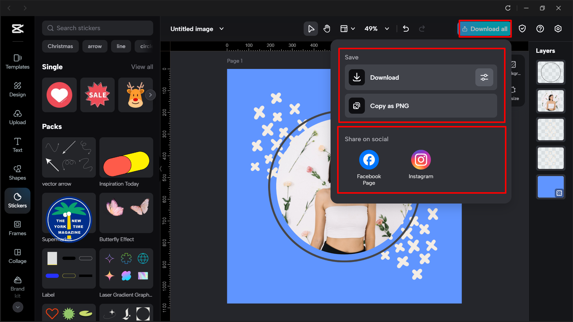 Exporting the profile image template