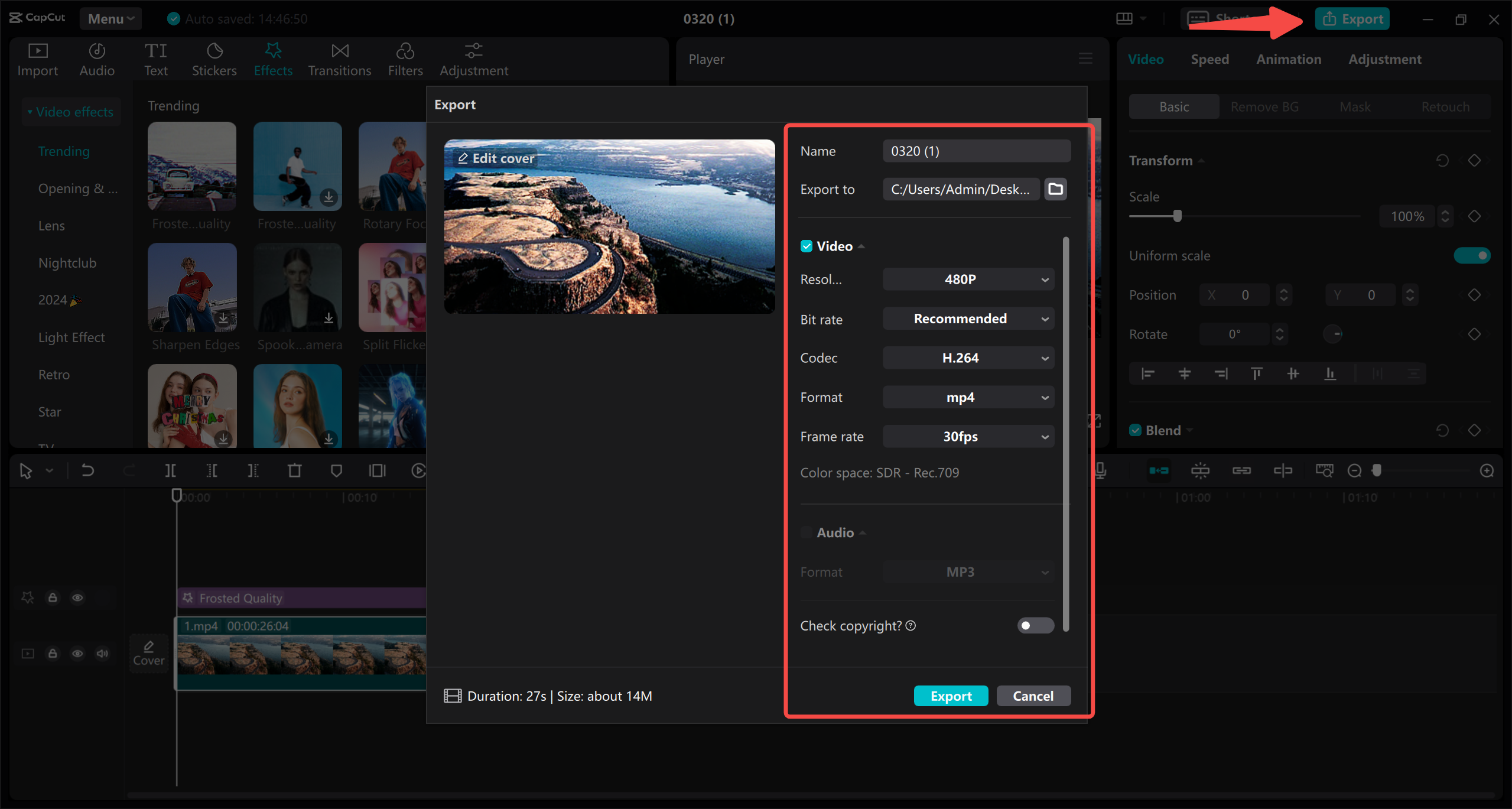 Export your video