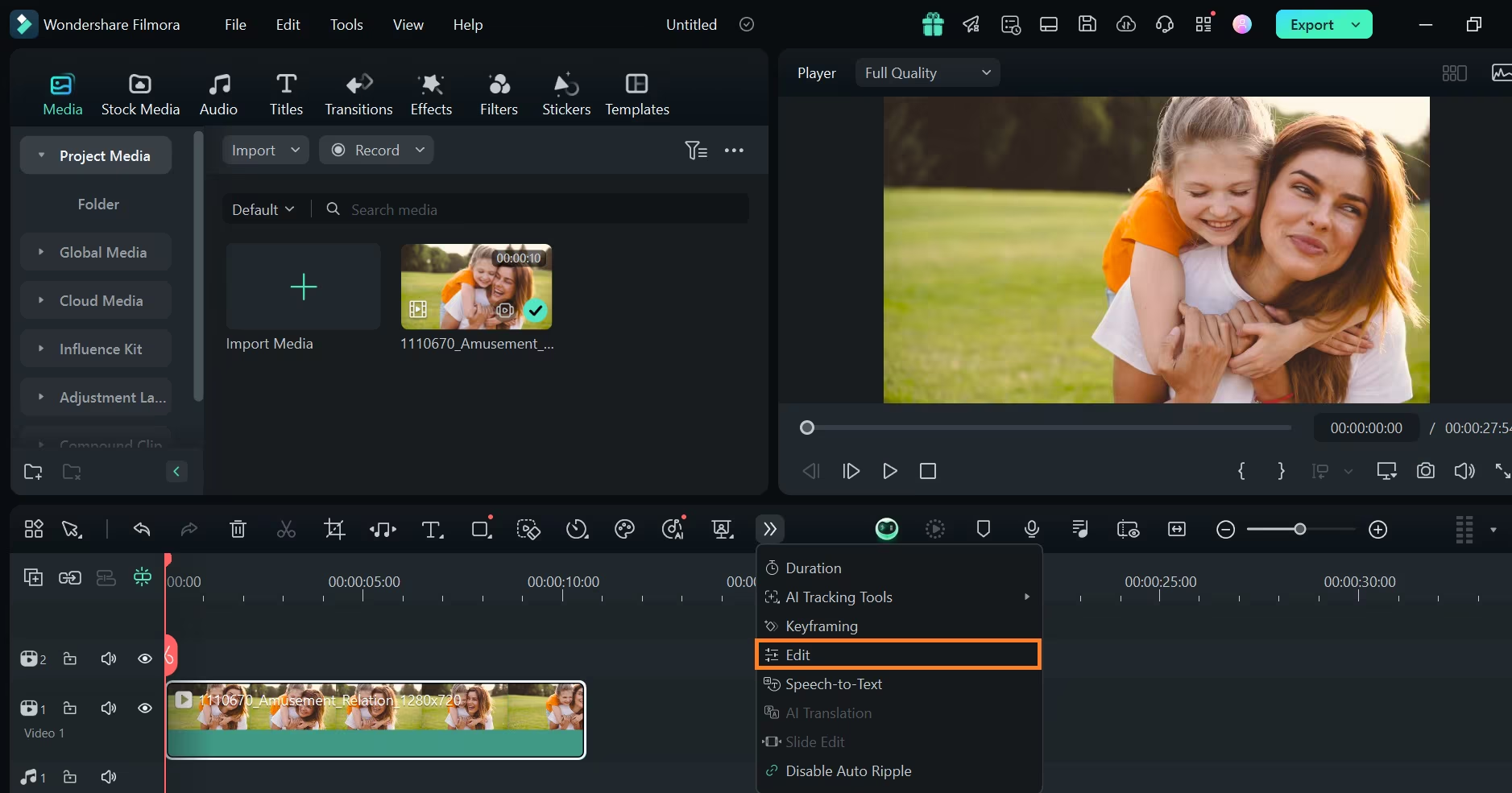 Interface ng Filmora - isang online na libre na tagagawa ng video para sa marketing.