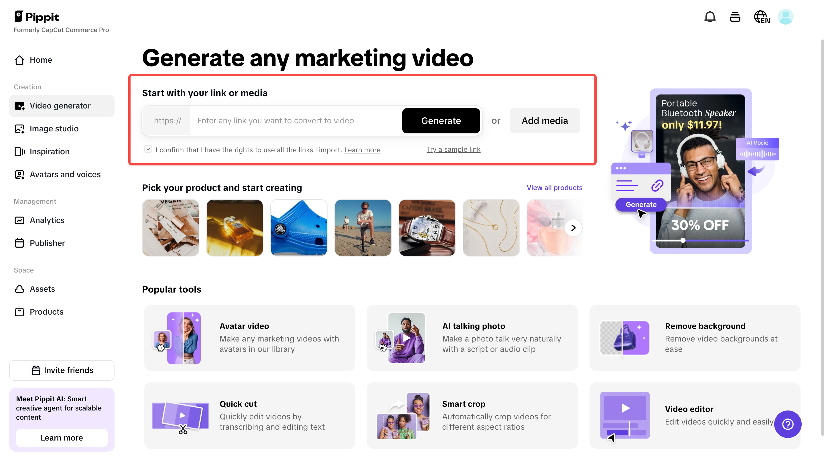 Upload product links and media