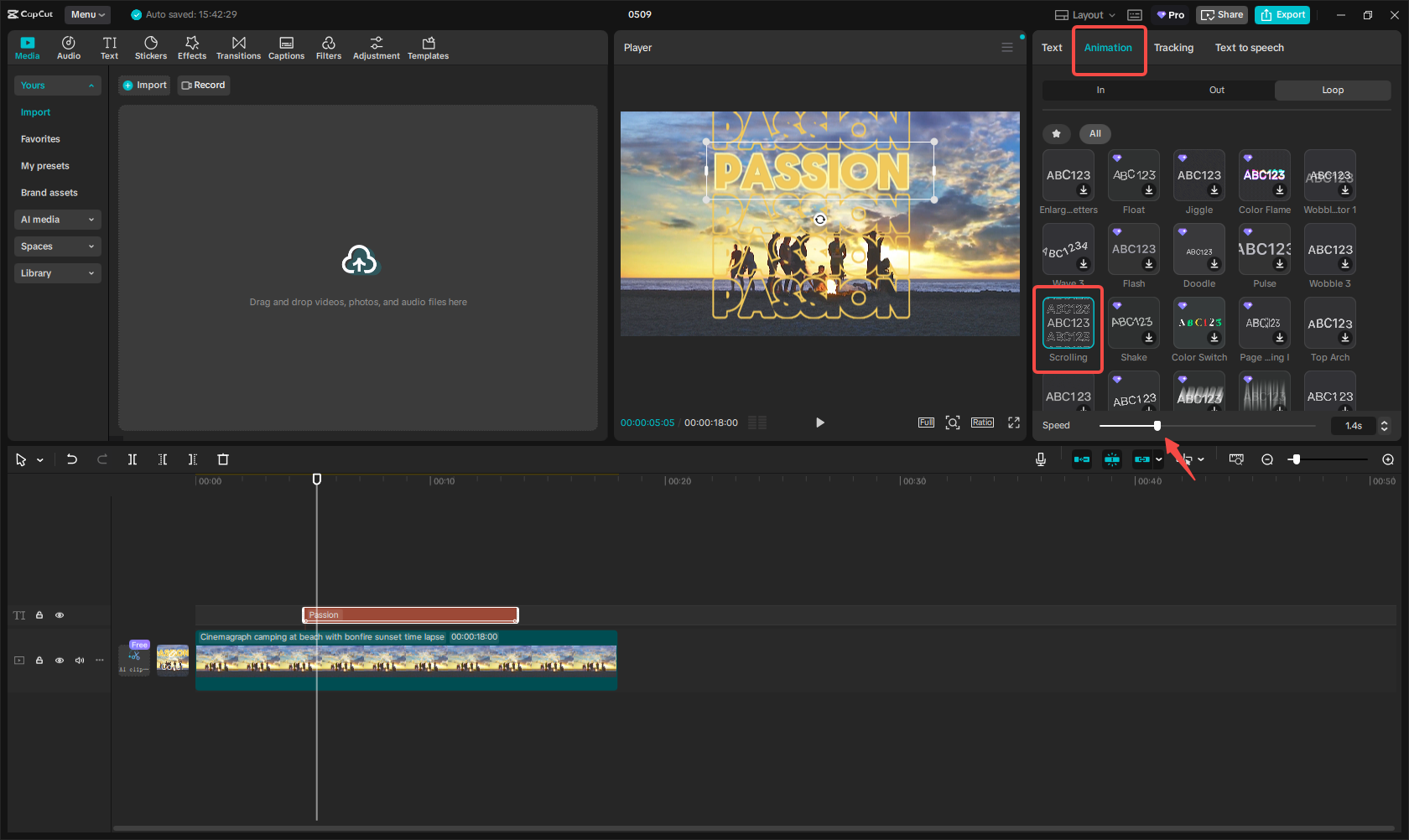 Adding and customizing the title in CapCut