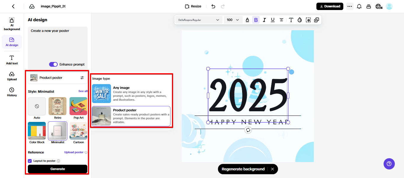 Generazione di immagini in Pippit