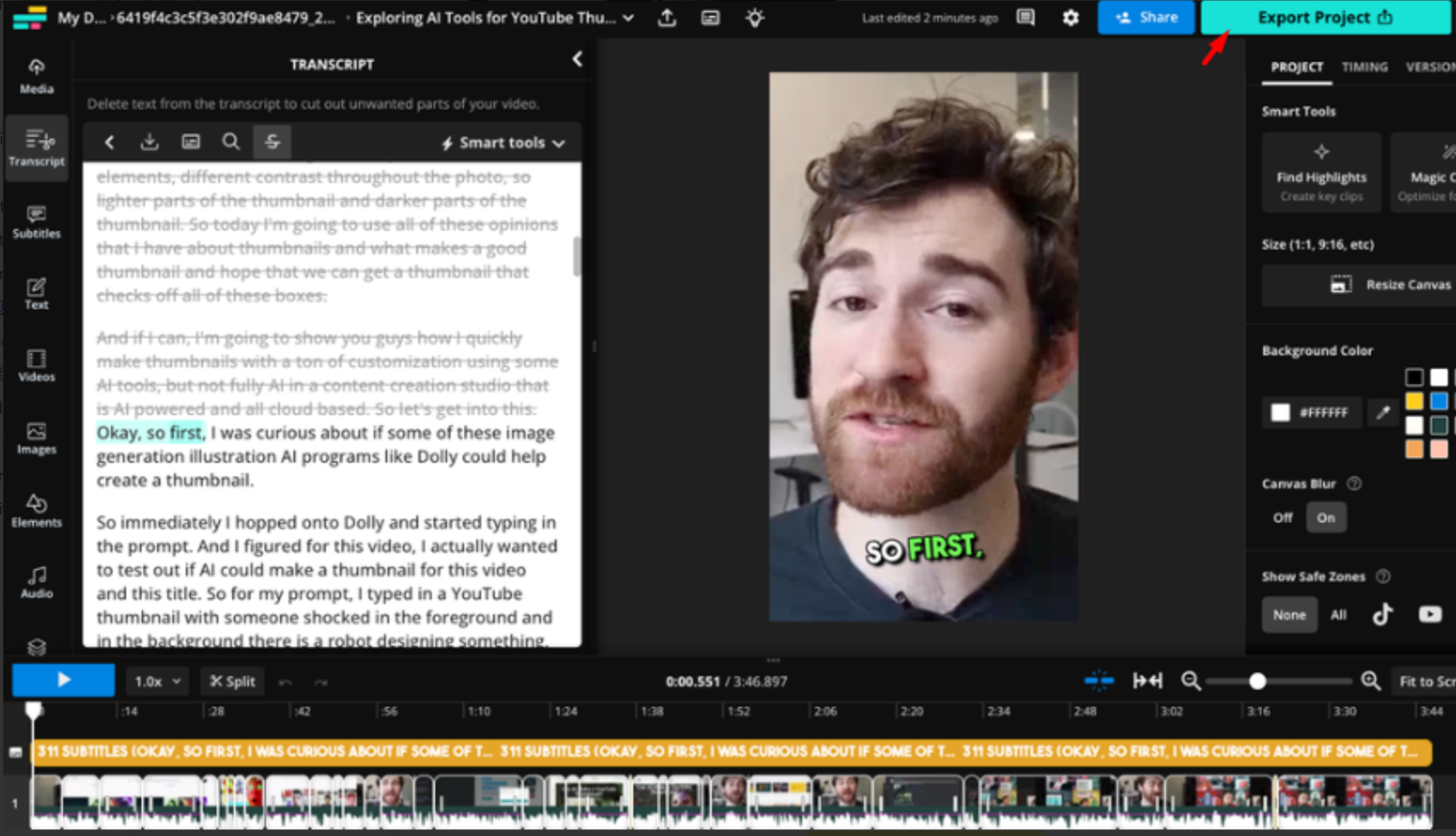 Finalizing the media in Kapwing video editor
