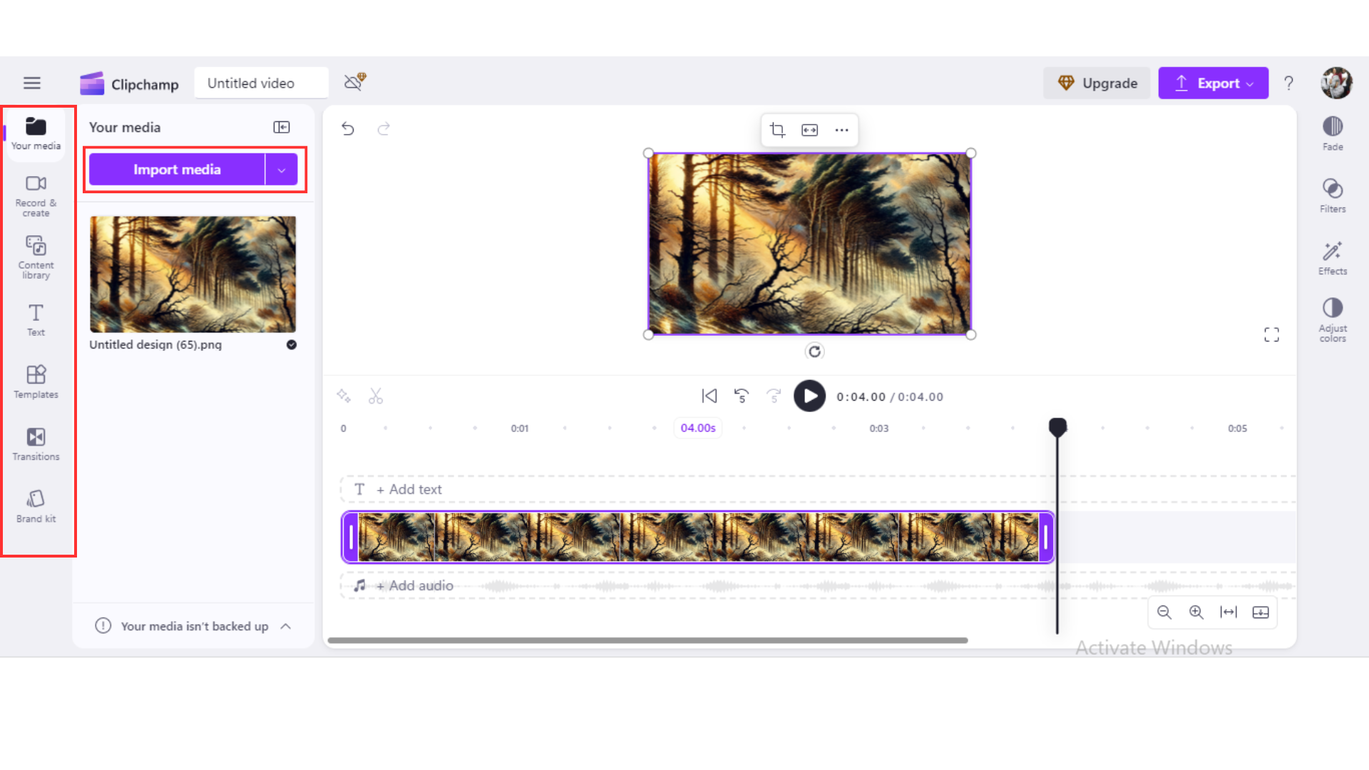 Clipchamp フォーマットを選択