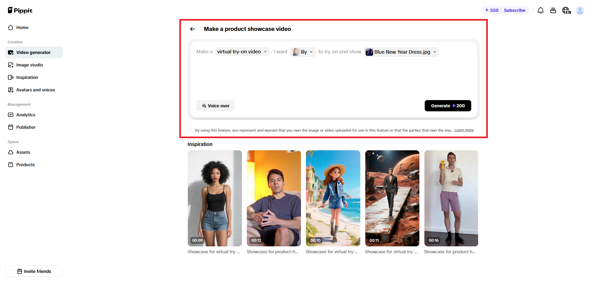 Enter your details to create the virtual try-on video