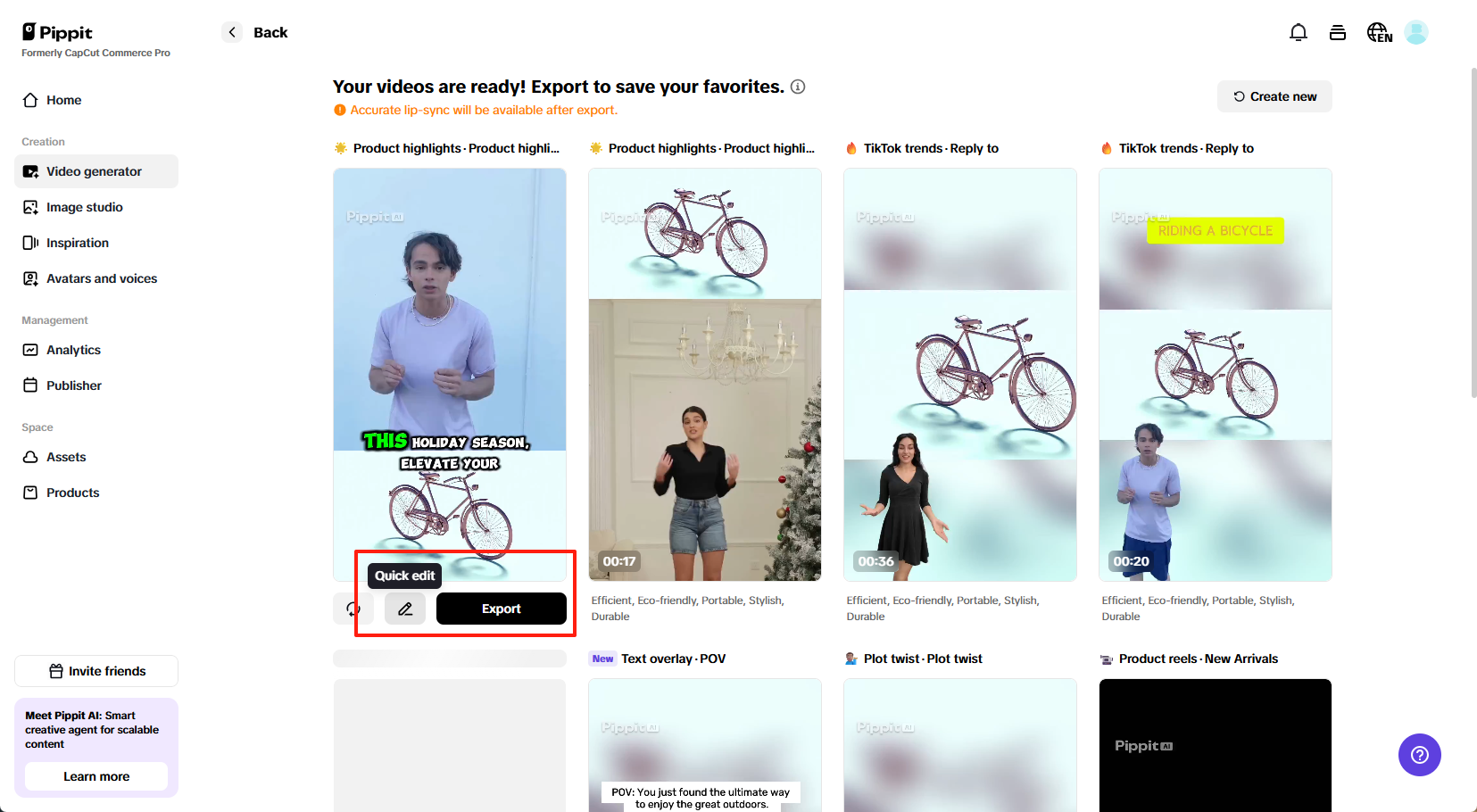 Export and edit more