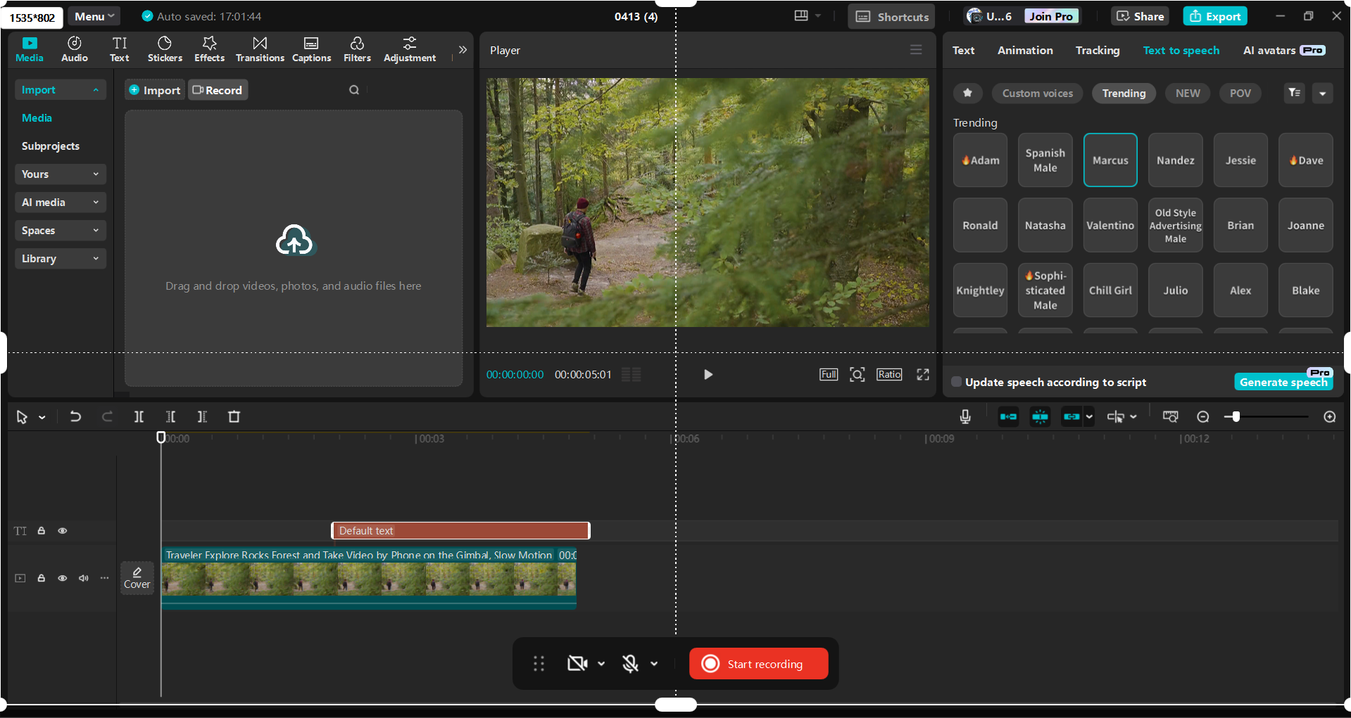Schnittstelle des CapCut Desktop-Video-Editors - eine alternative Möglichkeit, Bildschirme aufzunehmen und Aufnahmen zu bearbeiten