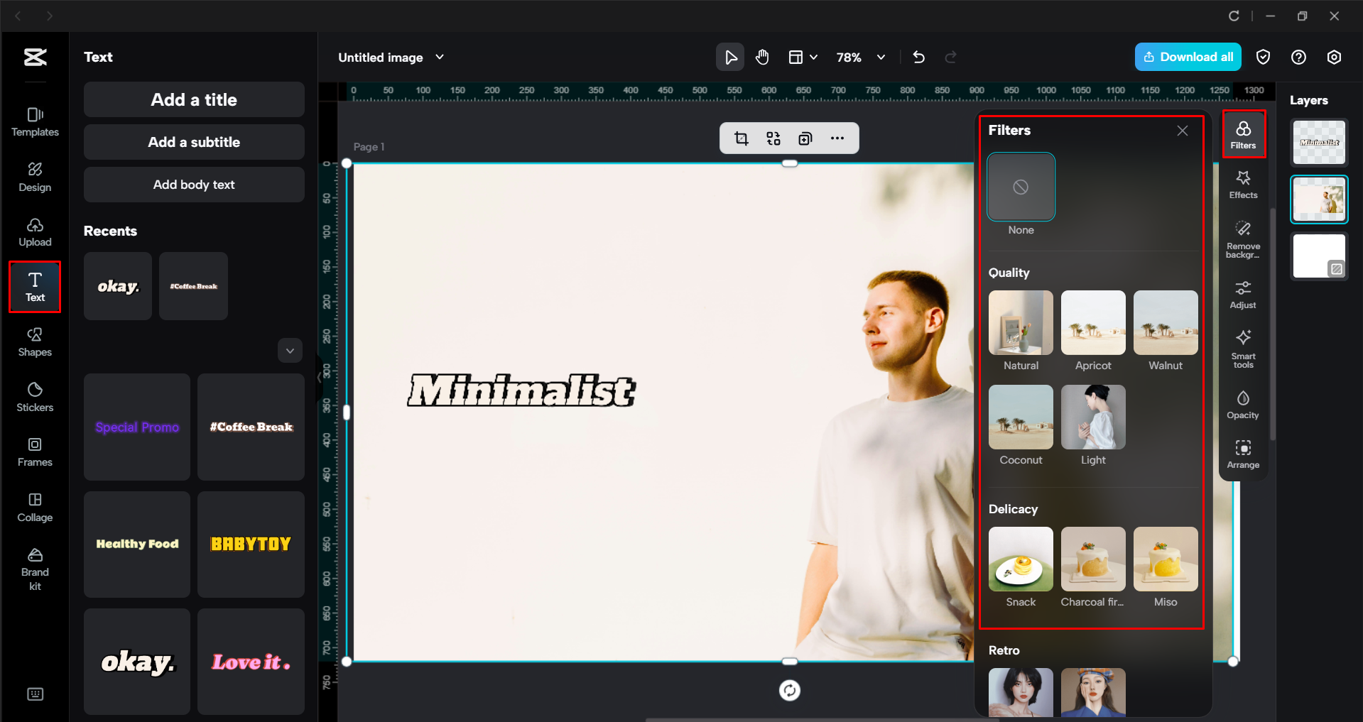 Enhancing the image with AI tools in the CapCut desktop video editor