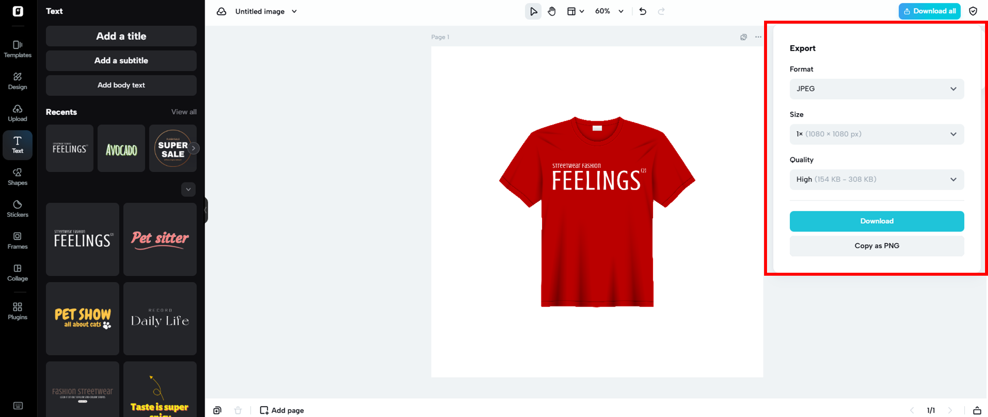 Save and export your design