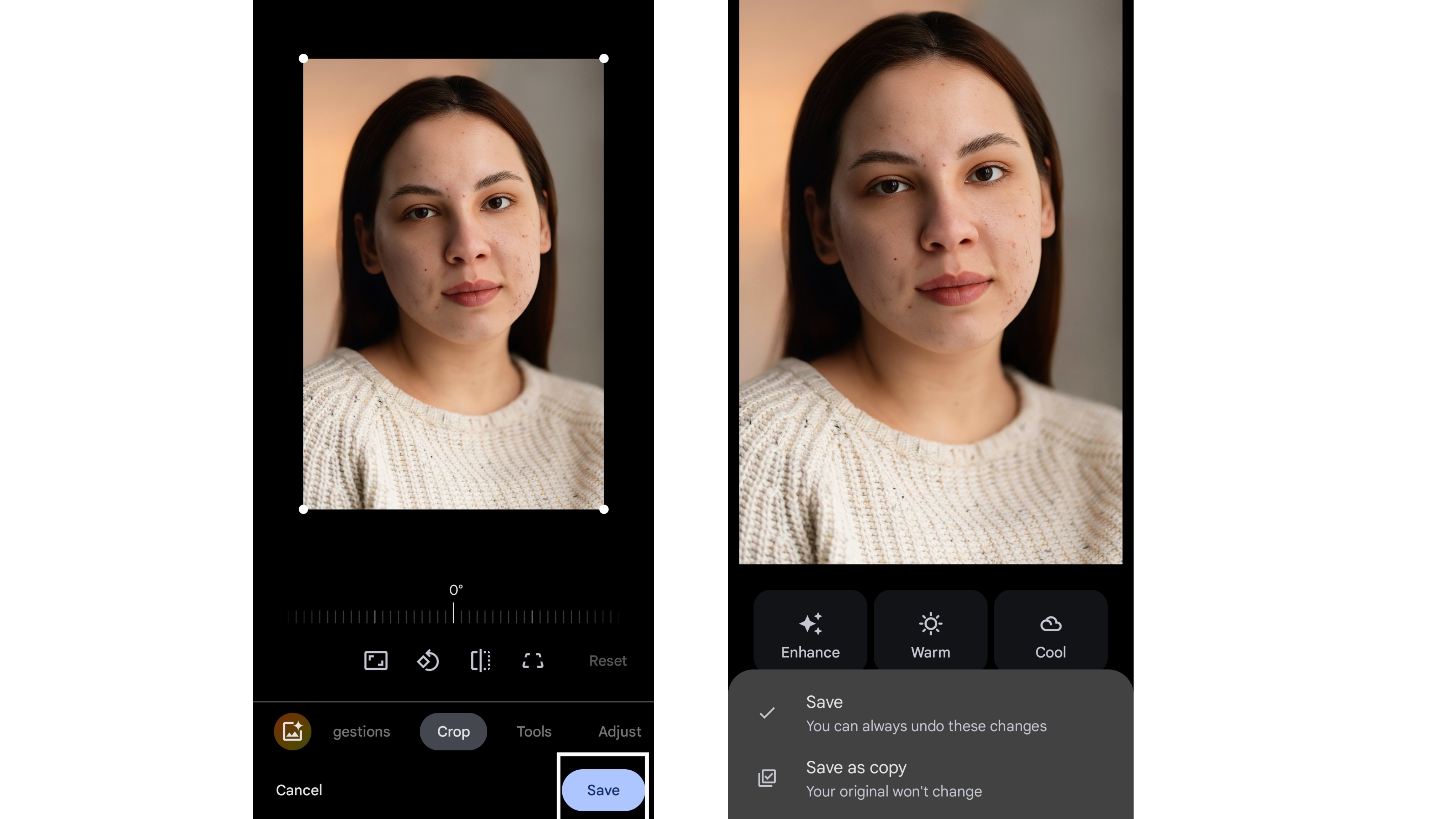 Modifica le foto su Android - Salva e condividi la tua foto modificata