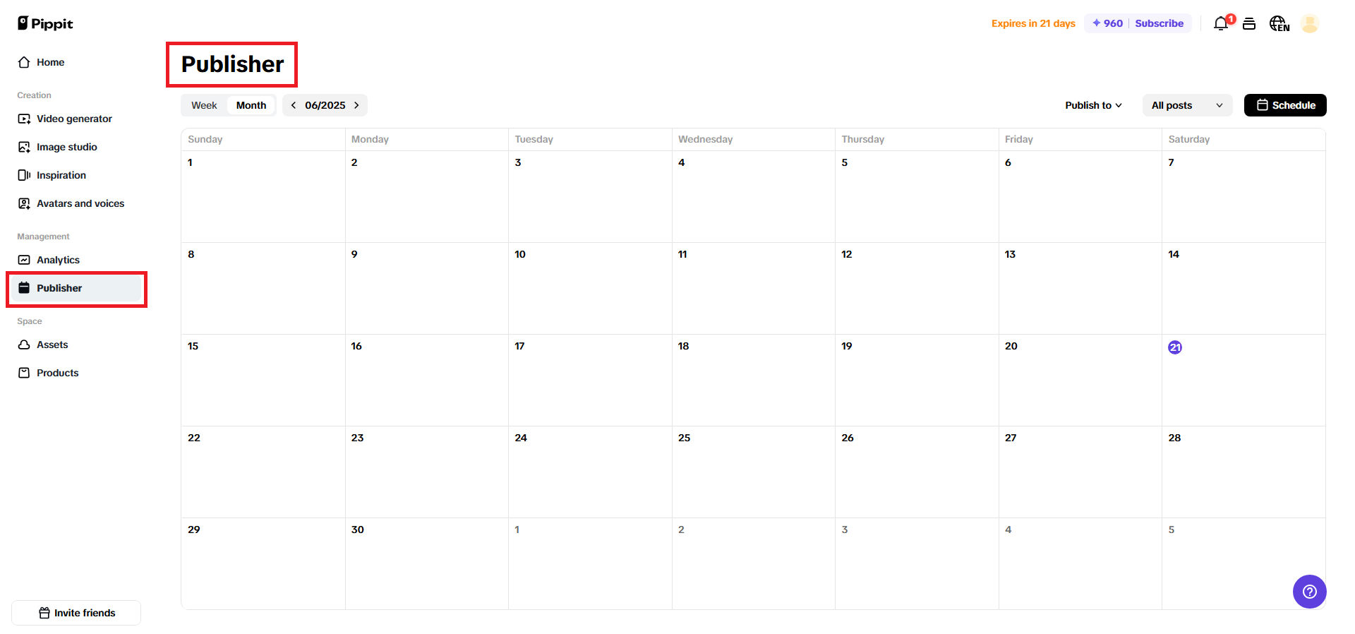 Scheduling and publishing