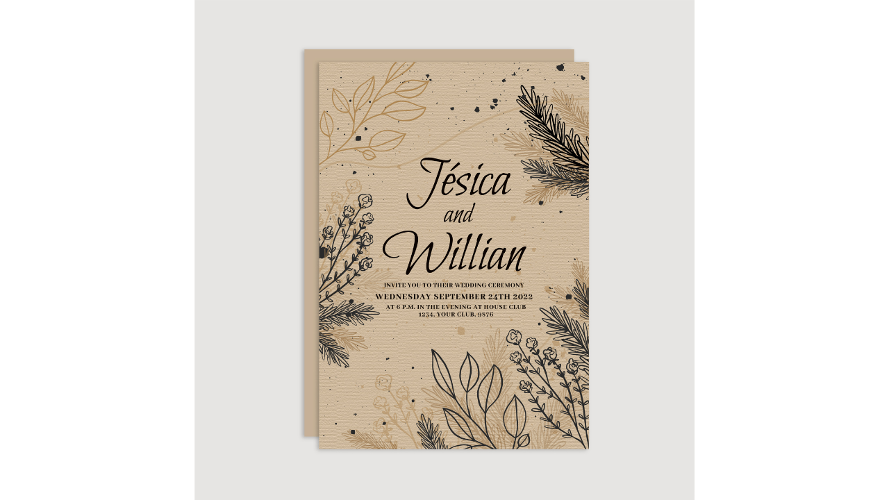 Rustic kraft paper invitations