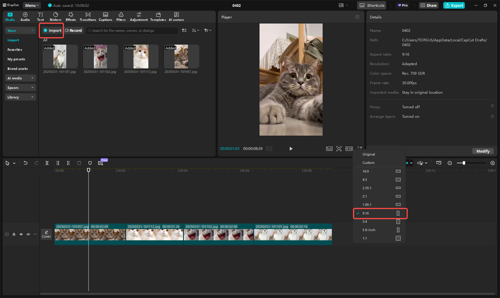 Import media files