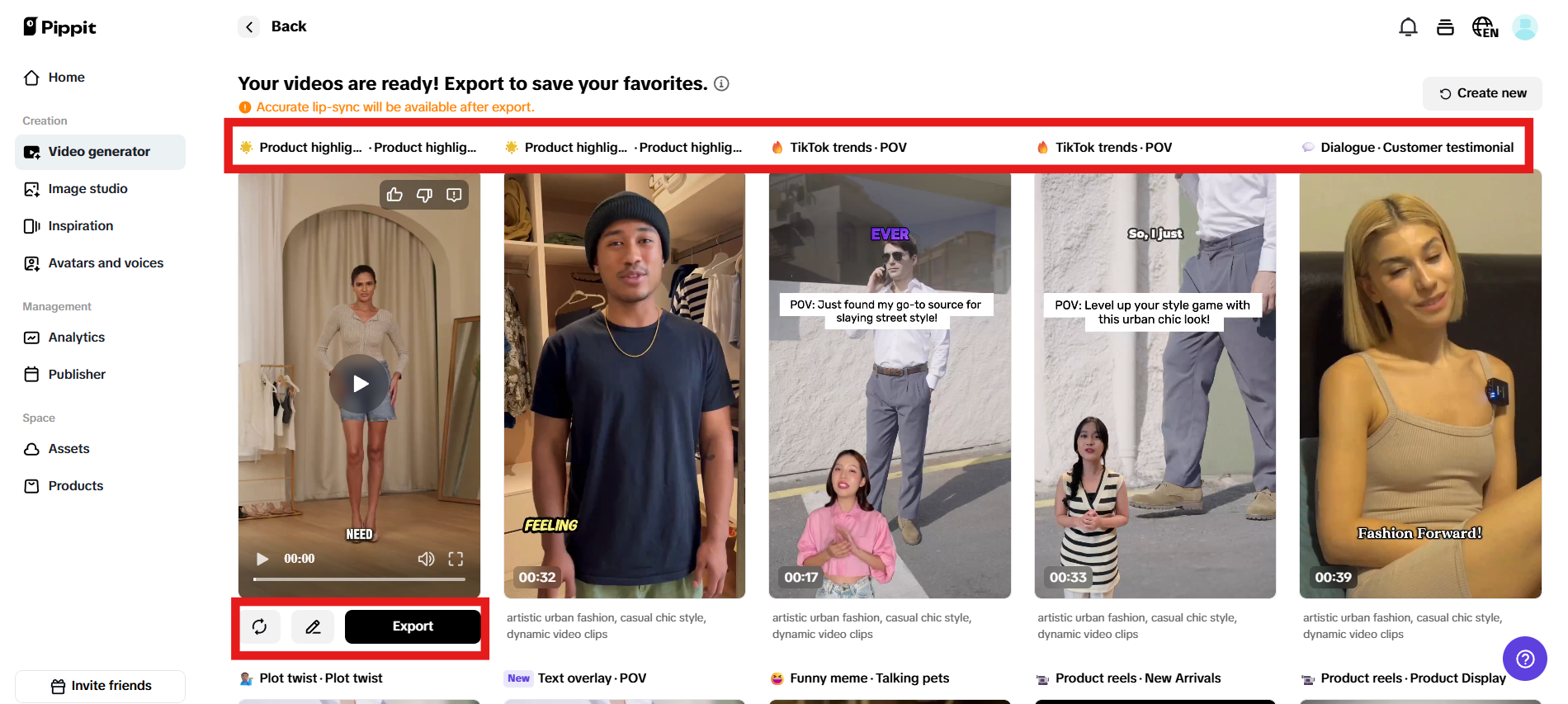 Preview-generated videos
