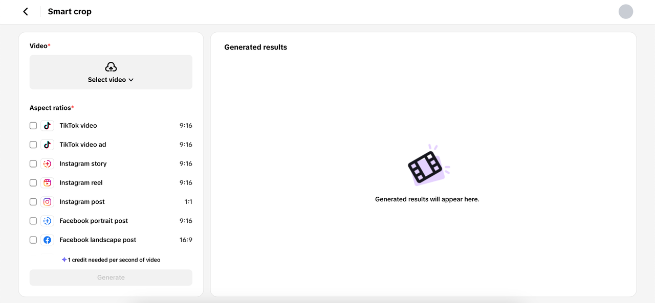 Auto crop for online platforms