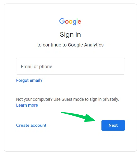 Signing in to Google Analytics for YouTube