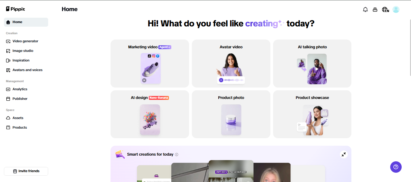 Pippit homepage