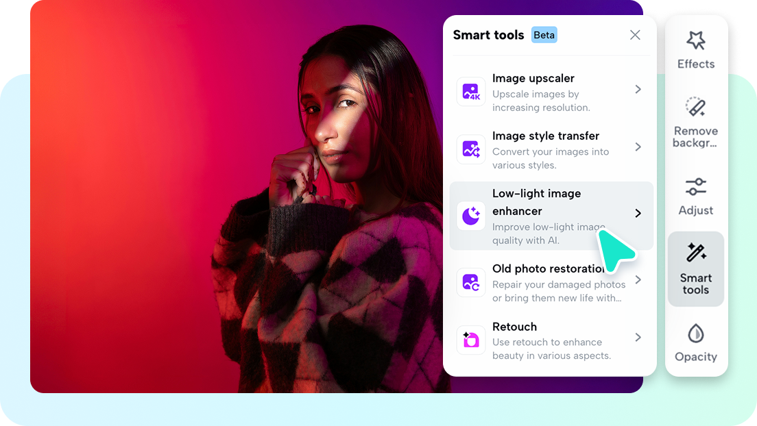 improving photo details and lighting in Pippit