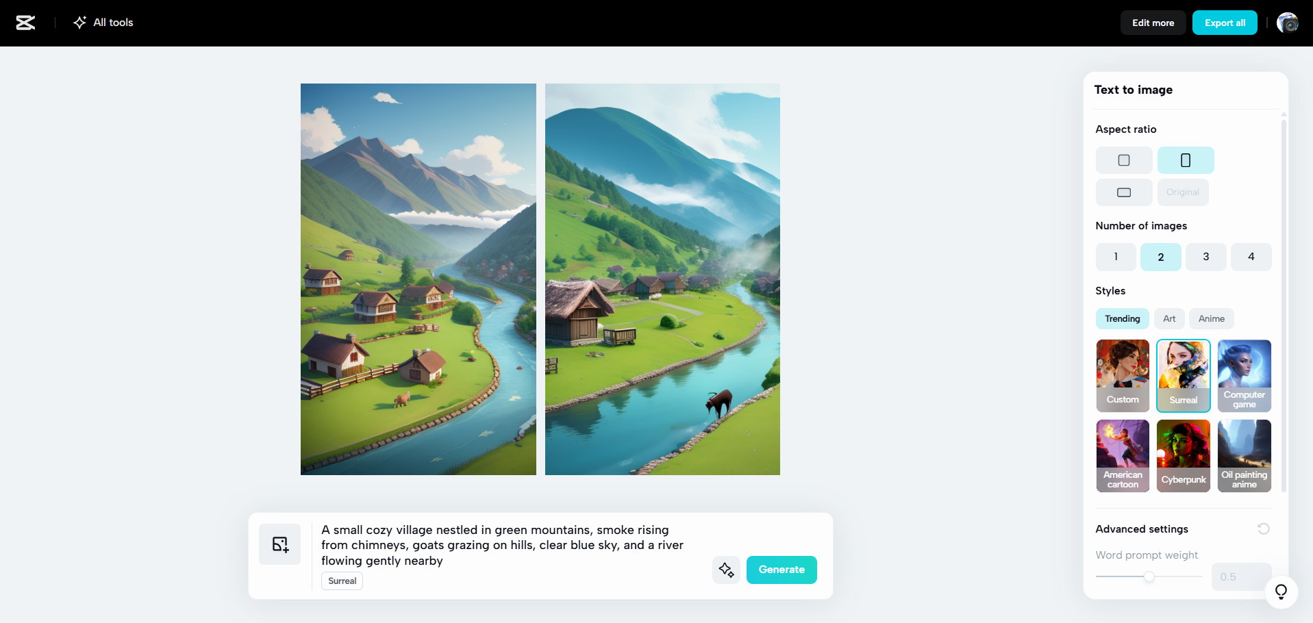 Interface de CapCut Web - une méthode plus simple pour générer des images avec l'IA