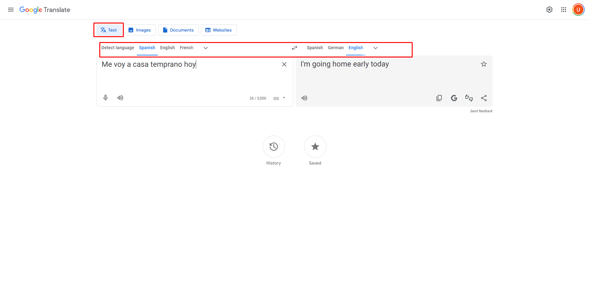 Mostrando como converter texto em espanhol para inglês com o Google Translate