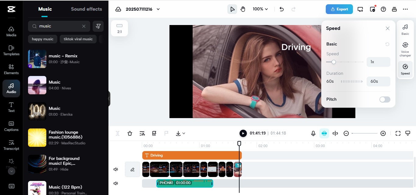 Editing interface of CapCut Web - Best software for how to make a montage video