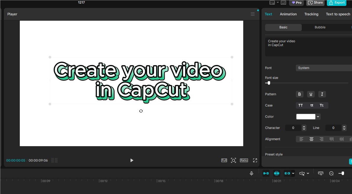 تقسيم النص في CapCut