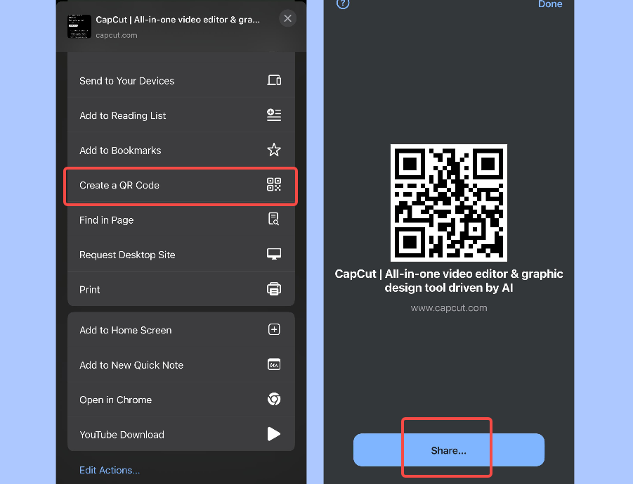 Create a QR code using Google on a mobile