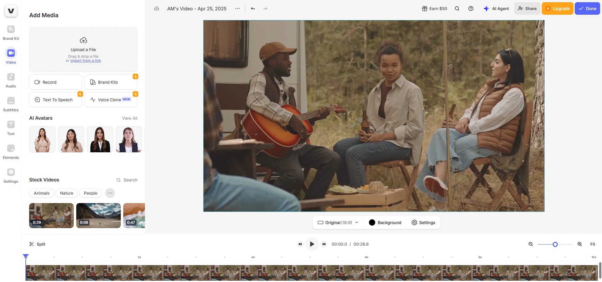 VEED.IO video editing interface