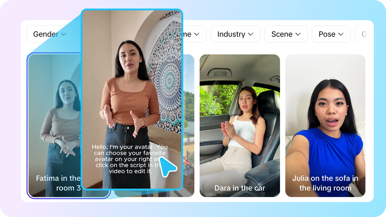 Vast avatar video templates for various occasions 