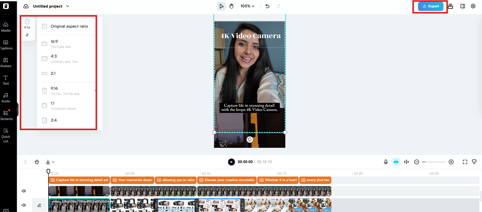 Export the video