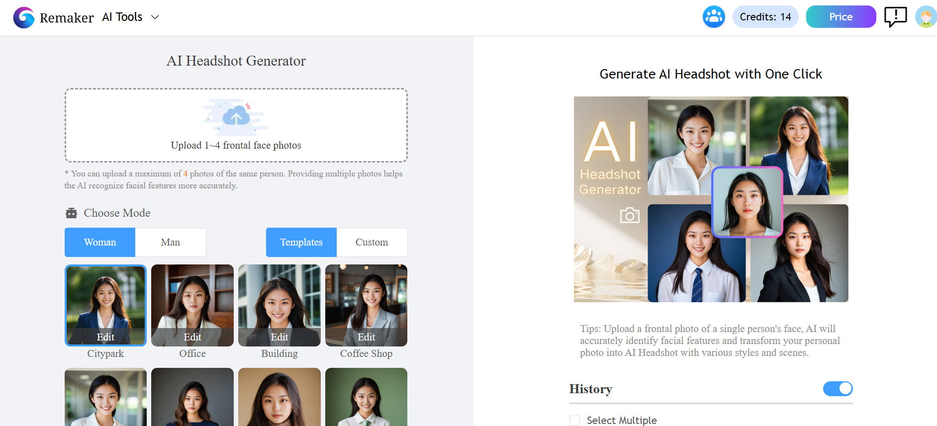 Remaker AI LinkedIn vesikalık fotoğraf oluşturucu