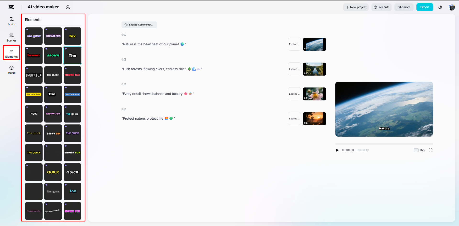 Applying a caption template in a video with CapCut Web