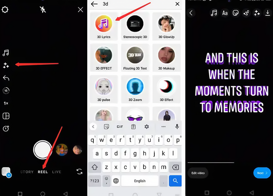 Instagram'da bir şarkı sözü makarası oluşturun.